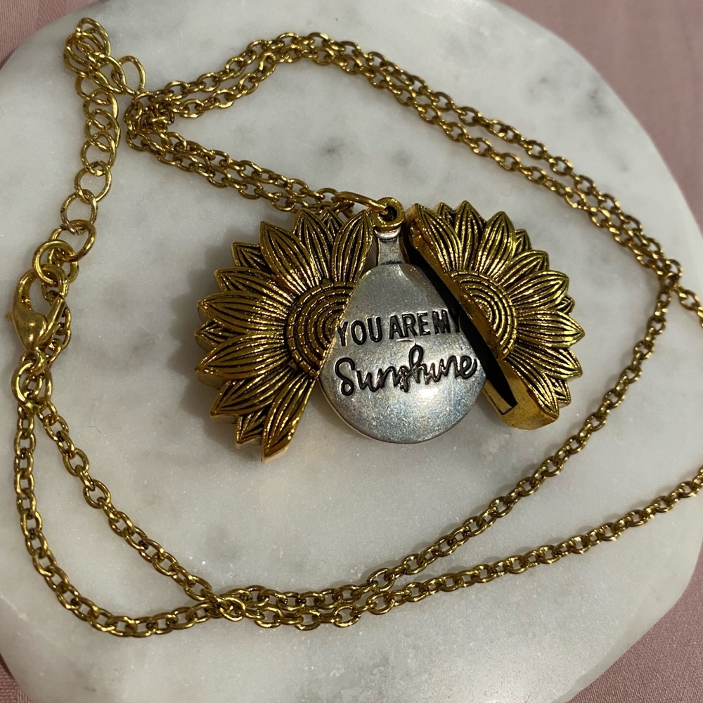 You Are My Sunshine Sunflower Necklace